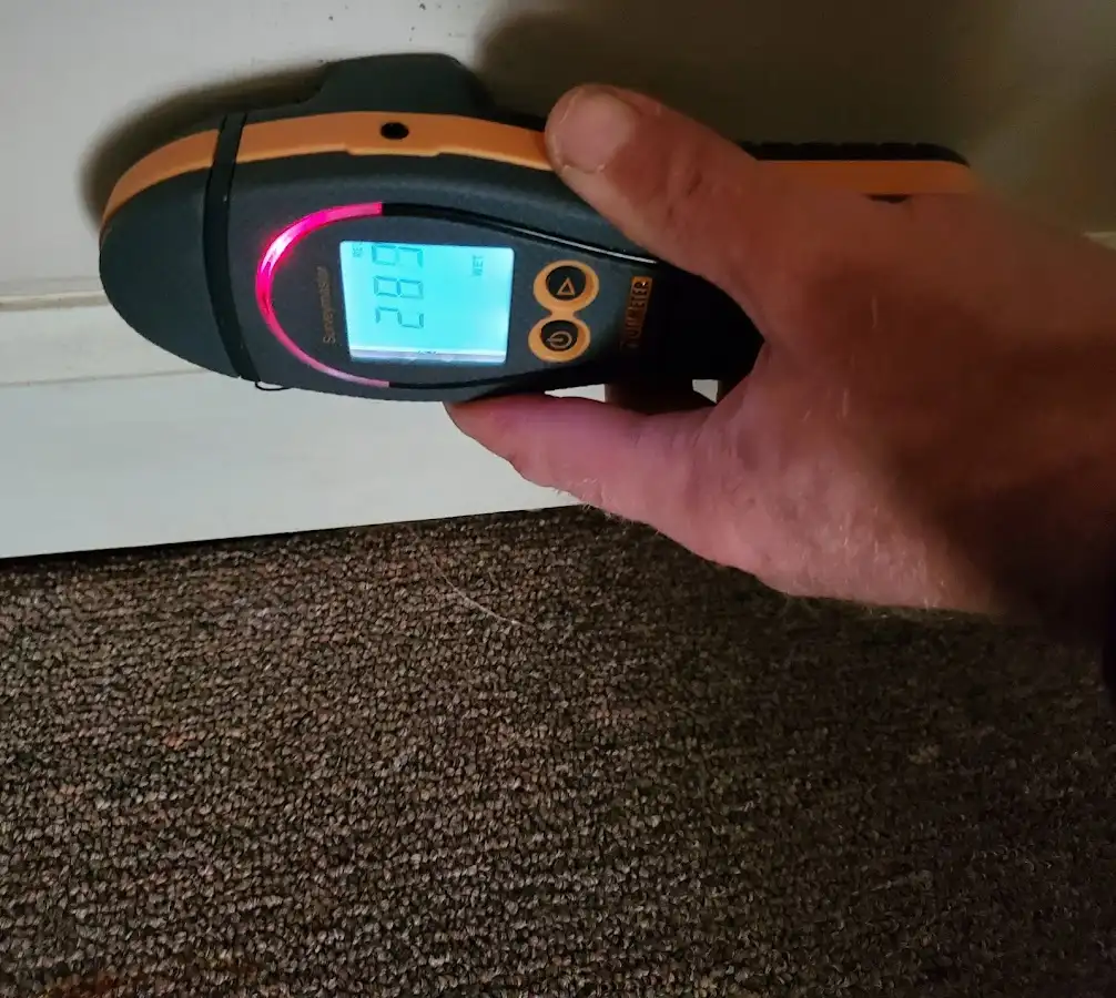Moisture detection at baseboard during Burst Pipe Cleanup in Arlington